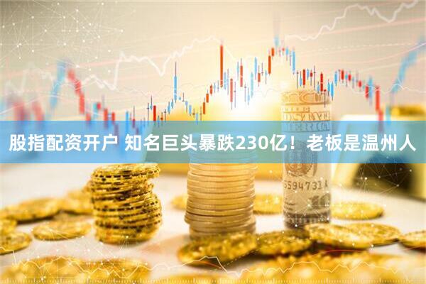 股指配资开户 知名巨头暴跌230亿！老板是温州人